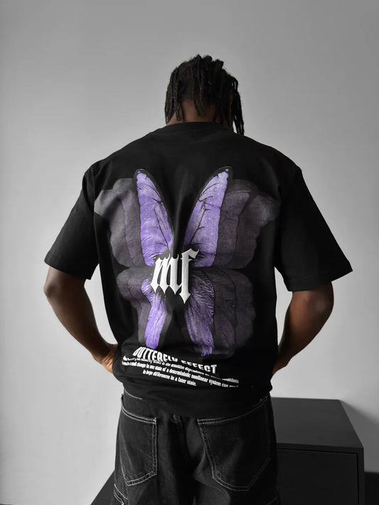 חולצה אוברסייז Butterfly שחורה