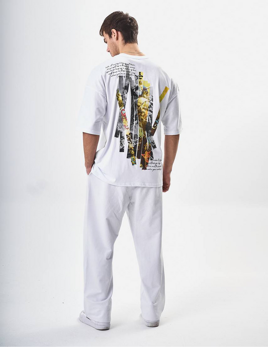 חולצת אוברסייז Frame of mind לבנה