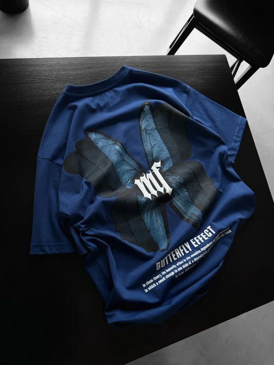 חולצה אוברסייז Butterfly כחולה