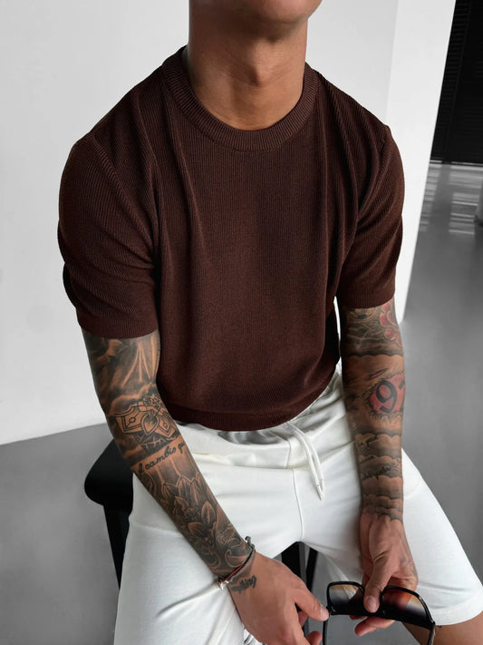 חולצה אוברסייז Knit חום